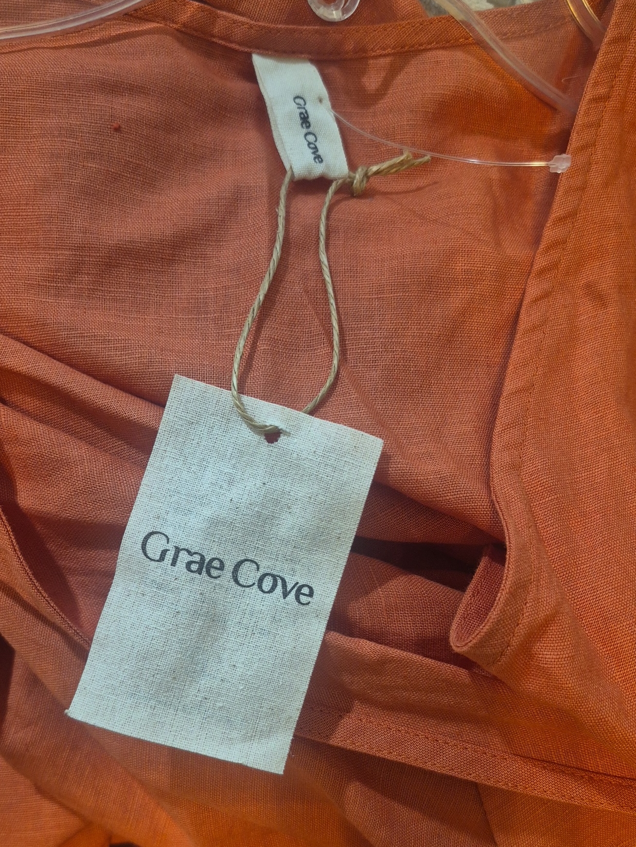 Nwd Grae Cove Linen Blend Belted Jumpsuit S Pumpkin Spice Ankle Cropped Romper — image 4 of 8